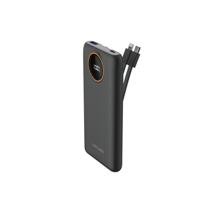Lenyes P851L 10000mAh 22.5W Power Bank with Digital LED Display and Built-in Type-C & Lightning Cables - 1