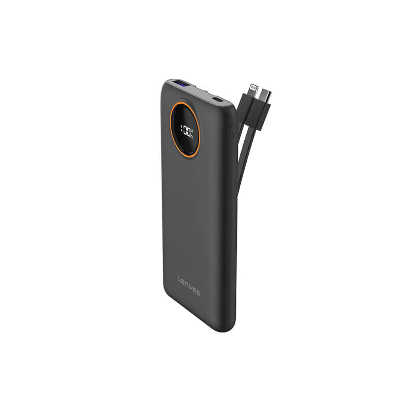 Lenyes P851L Dijital LED Göstergeli Type-C ve Lightning Kablolu Powerbank 22.5W 10000mAh - 1
