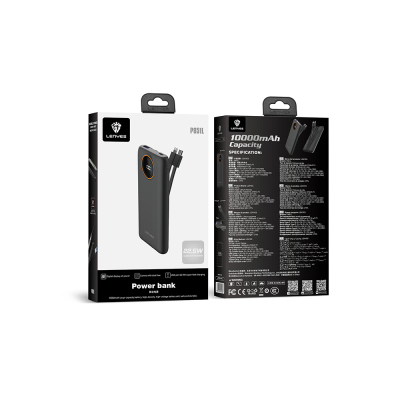 Lenyes P851L Dijital LED Göstergeli Type-C ve Lightning Kablolu Powerbank 22.5W 10000mAh - 7