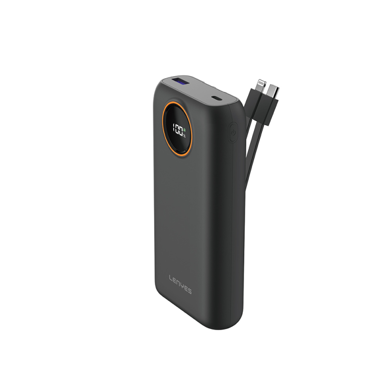 Lenyes P852L 20000mAh 22.5W Power Bank with Digital LED Display and Built-in Type-C & Lightning Cables - 1
