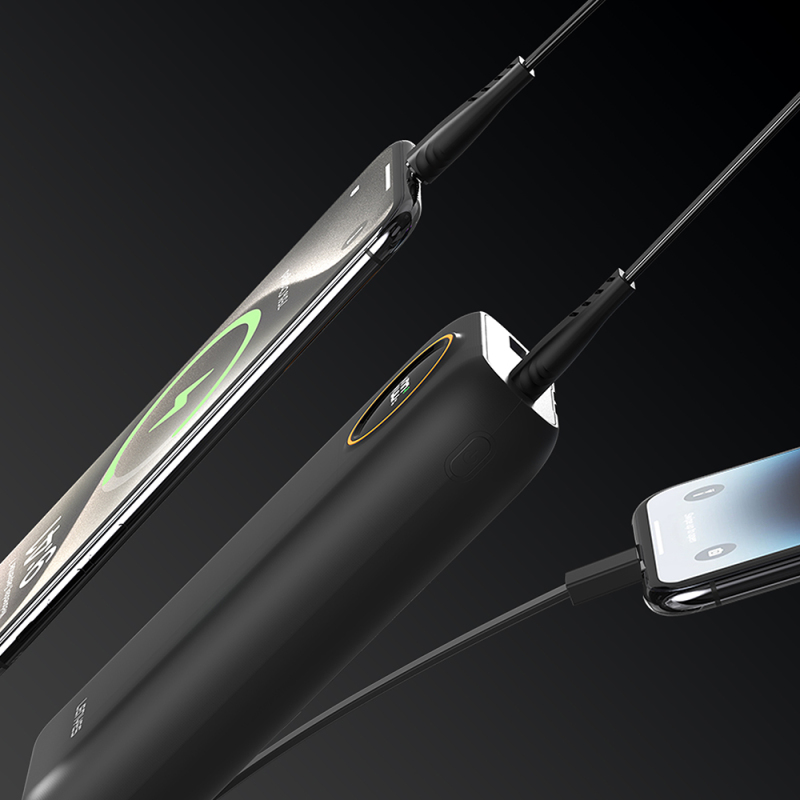 Lenyes P852L 20000mAh 22.5W Power Bank with Digital LED Display and Built-in Type-C & Lightning Cables - 3