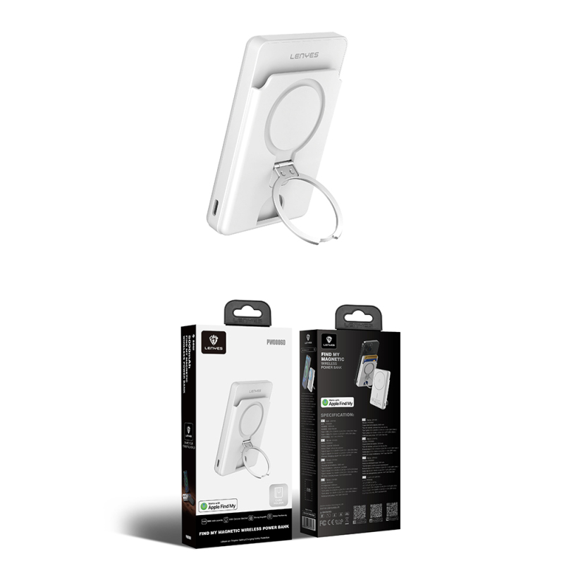 Lenyes PW0006D PD 20W Hızlı Şarj Özellikli Kartlıklı Standlı Wireless Powerbank 15W 5000mAh - 11