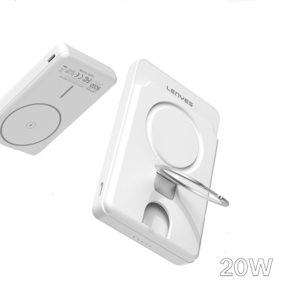 Lenyes PW0006D PD 20W Hızlı Şarj Özellikli Kartlıklı Standlı Wireless Powerbank 15W 5000mAh - 3