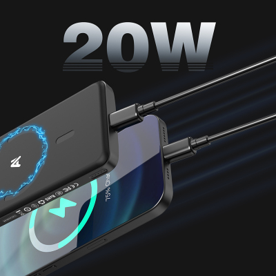 Lenyes PW0008D PD 20W LED Display Artificial Intelligence Supported Ultra Thin Wireless Powerbank 15W 5000mAh - 6