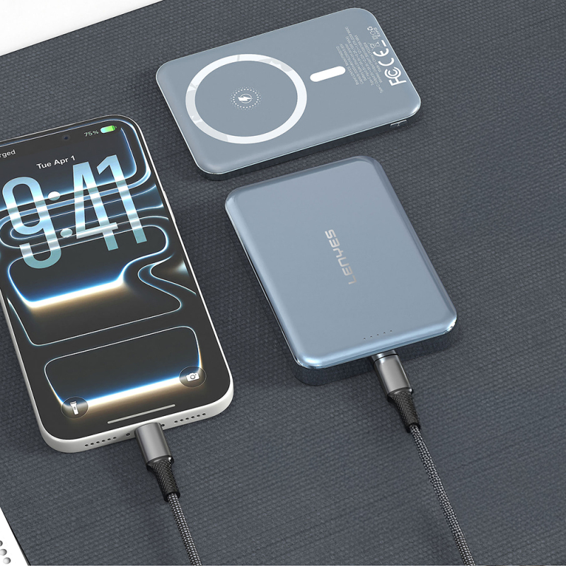 Lenyes PW0011D Ultra İnce LED Göstergeli Wireless Powerbank 15W 5000mAh - 2