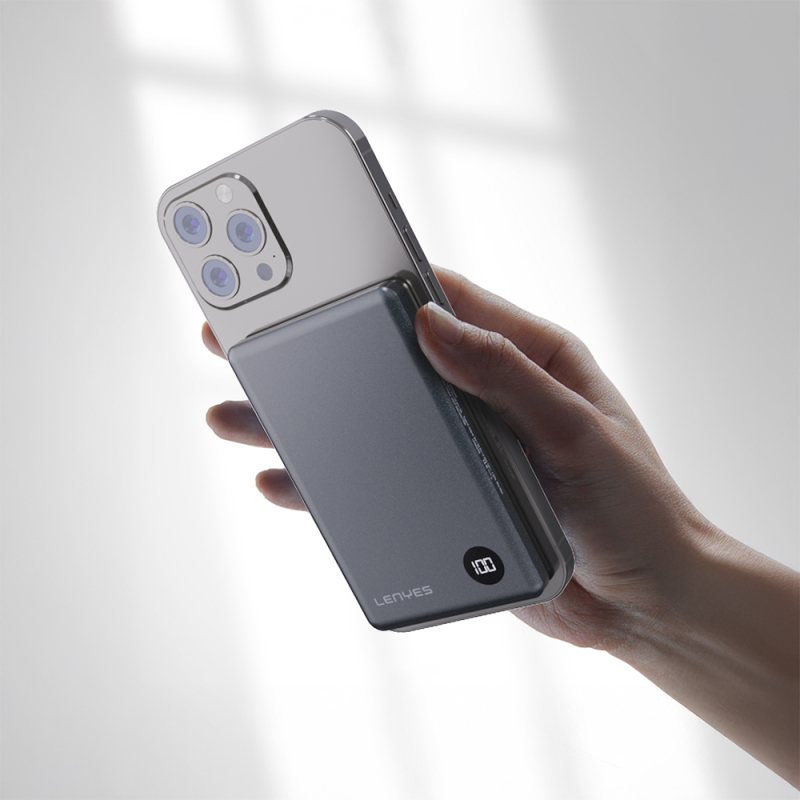 Lenyes PW037D Ultra Thin Digital LED Display Wireless Powerbank 5000mAh - 6