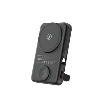 Lenyes PW1003D 22.5W Dijital LED Ekranlı Akıllı Saat Kablosuz Şarj Özellikli Standlı Wireless Powerbank 15W 10000mAh - 1
