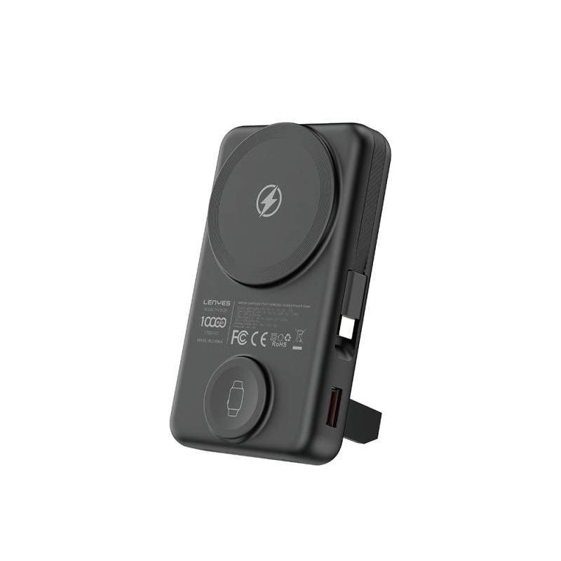 Lenyes PW1003D 22.5W Dijital LED Ekranlı Akıllı Saat Kablosuz Şarj Özellikli Standlı Wireless Powerbank 15W 10000mAh - 1