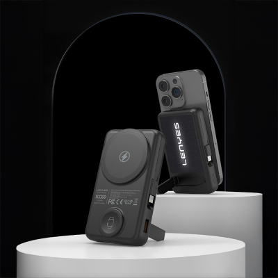 Lenyes PW1003D 22.5W Dijital LED Ekranlı Akıllı Saat Kablosuz Şarj Özellikli Standlı Wireless Powerbank 15W 10000mAh - 4
