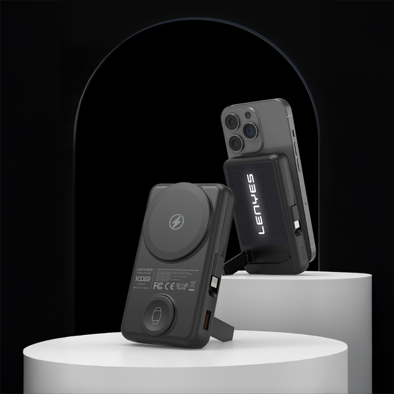 Lenyes PW1003D 22.5W Dijital LED Ekranlı Akıllı Saat Kablosuz Şarj Özellikli Standlı Wireless Powerbank 15W 10000mAh - 4