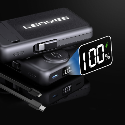 Lenyes PW1003D 22.5W Dijital LED Ekranlı Akıllı Saat Kablosuz Şarj Özellikli Standlı Wireless Powerbank 15W 10000mAh - 3