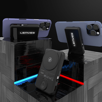 Lenyes PW1003D 22.5W Dijital LED Ekranlı Akıllı Saat Kablosuz Şarj Özellikli Standlı Wireless Powerbank 15W 10000mAh - 7