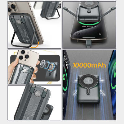 Lenyes PW1006D Dijital LED Ekranlı Standlı Wireless Powerbank 15W 10000mAh - 6