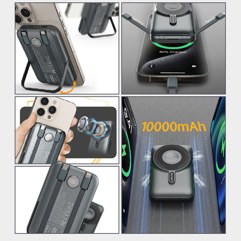 Lenyes PW1006D Dijital LED Ekranlı Standlı Wireless Powerbank 15W 10000mAh - 6