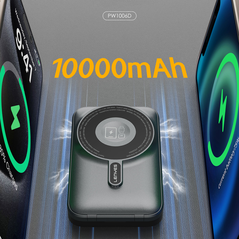 Lenyes PW1006D Dijital LED Ekranlı Standlı Wireless Powerbank 15W 10000mAh - 8