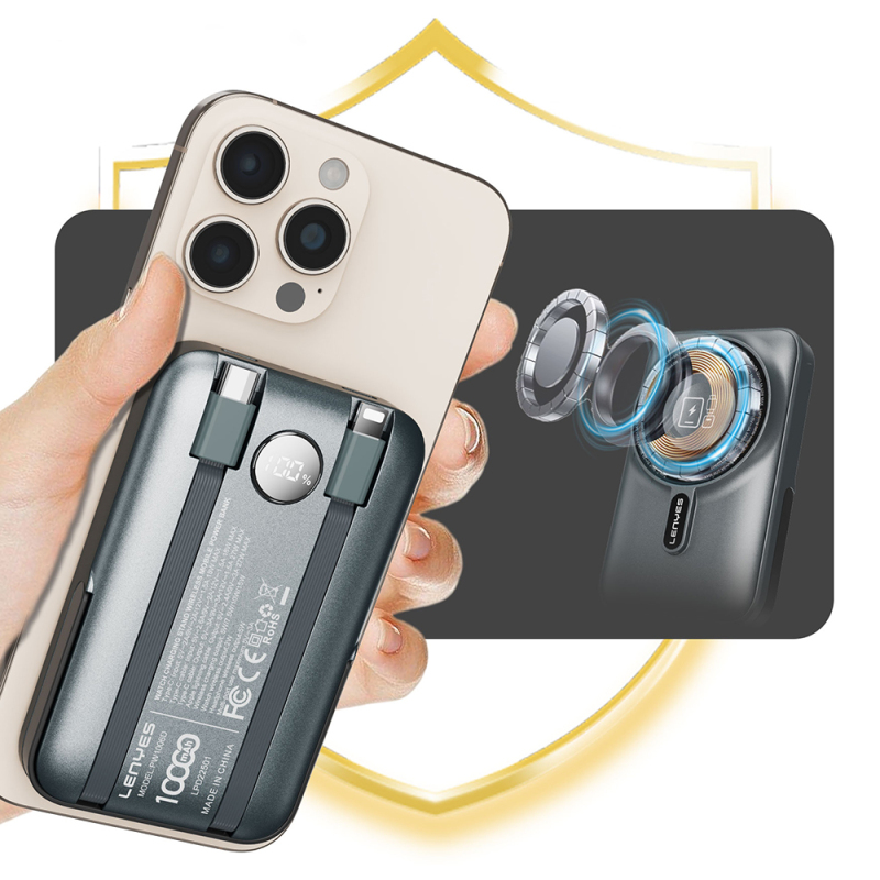 Lenyes PW1006D Dijital LED Ekranlı Standlı Wireless Powerbank 15W 10000mAh - 9