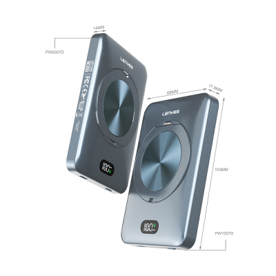 Lenyes PW1007D 20W Dijital LED Ekranlı Yüzük Standlı Wireless Powerbank 15W 10000mAh - 5
