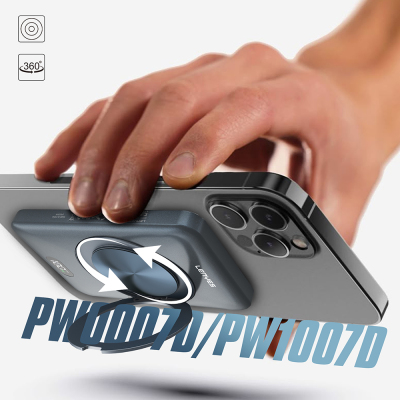 Lenyes PW1007D 20W Dijital LED Ekranlı Yüzük Standlı Wireless Powerbank 15W 10000mAh - 6