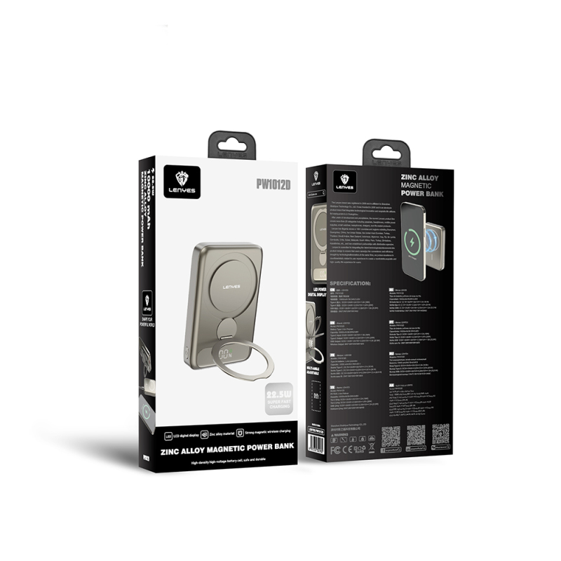 Lenyes PW1012D PD 20W Dijital LED Göstergeli 360 Derece Dönebilen Standlı Kablosuz Şarj Özellikli Wireless Powerbank 15W 10000mAh - 9