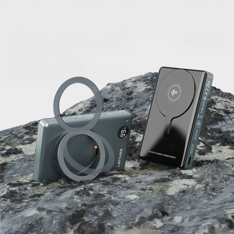 Lenyes PW1013D PD 30W Dijital LED Göstergeli Qi2 Teknolojili Standlı Kablosuz Şarj Özellikli Wireless Powerbank 15W 10000mAh - 6