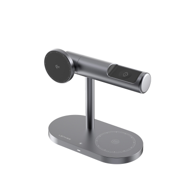 Lenyes PW319 Qi2 Charging Technology Ambient Light Phone & Smart Watch & Headphone 15W 3in1 Wireless Charging Stand - 1