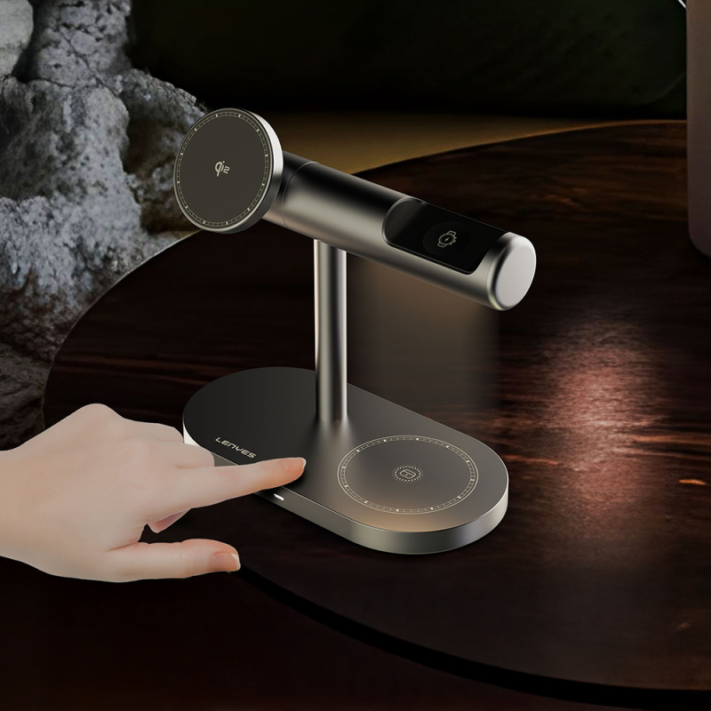 Lenyes PW319 Qi2 Charging Technology Ambient Light Phone & Smart Watch & Headphone 15W 3in1 Wireless Charging Stand - 7