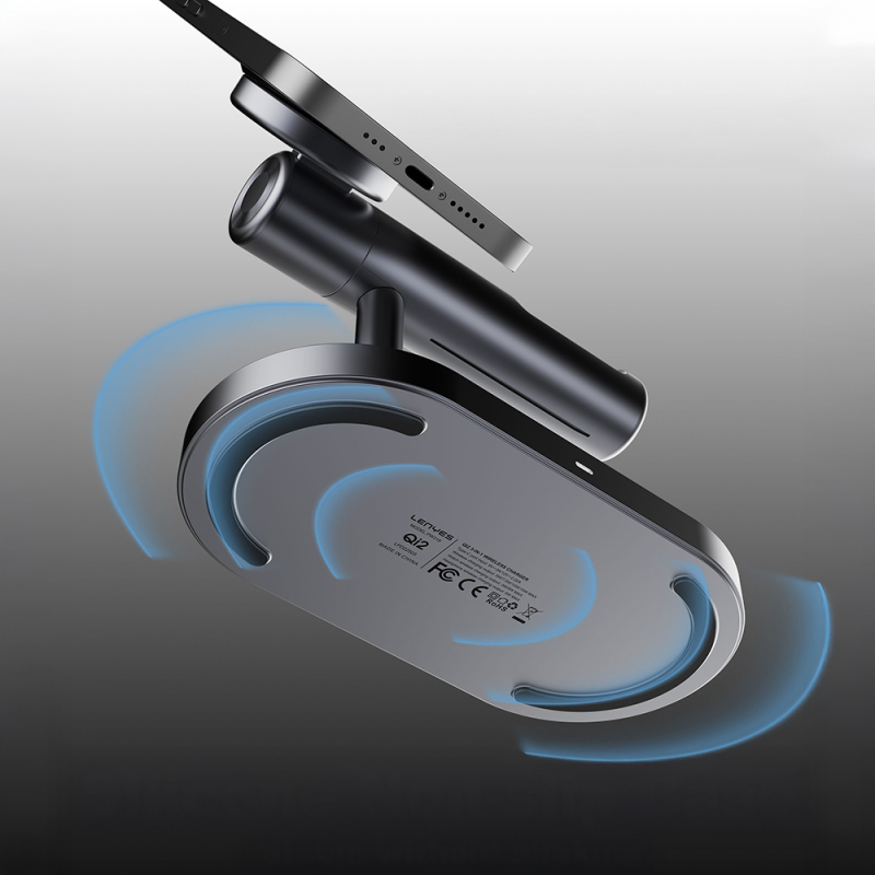 Lenyes PW319 Qi2 Şarj Teknolojili Ambiyans Işıklı Telefon&Akıllı Saat&Kulaklık 15W 3in1 Kablosuz Şarj Standı - 8
