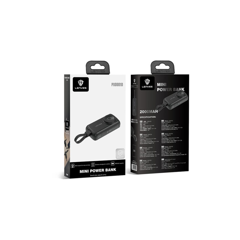 Lenyes PX0001D Akıllı Saat Kablosuz Şarj Özellikli Taşınabilir Type-C Kablolu Powerbank 2000mAh 2W - 3