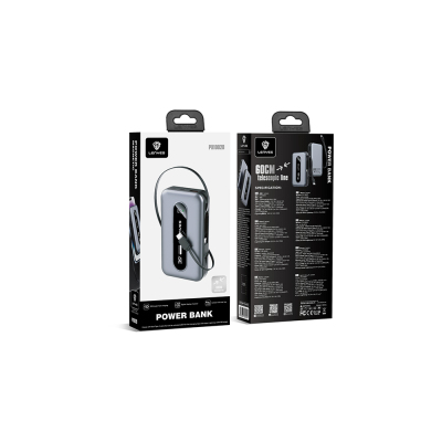 Lenyes PX1002D Dijital LED Göstergeli Teleskopik Type-C ve Lightning Kablolu Powerbank 35W 10.000mAh - 8
