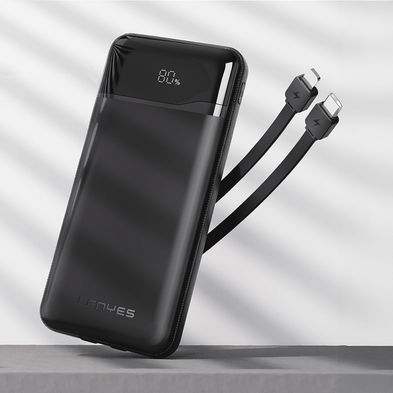 Lenyes PX180D Digital LED Display Powerbank with Type-C and Lightning Cables, 22.5W, 10,000mAh - 2