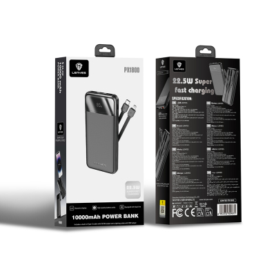 Lenyes PX180D Dijital LED Ekranlı Type-C ve Lightning Kablolu Powerbank 22.5W 10.000mAh - 6
