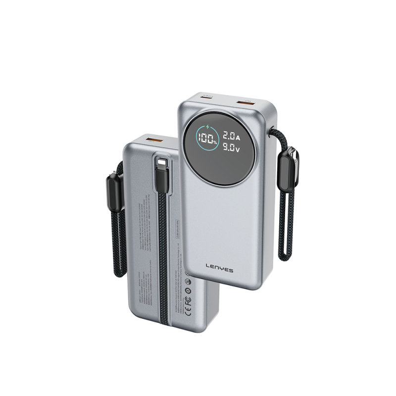 Lenyes PX2004D Dijital LED Ekranlı Lightning Kablolu Powerbank 22.5W 20.000mAh - 2