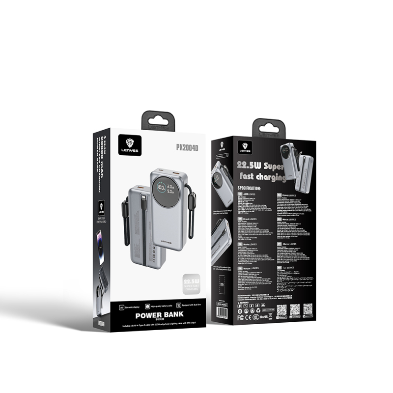 Lenyes PX2004D Dijital LED Ekranlı Lightning Kablolu Powerbank 22.5W 20.000mAh - 8