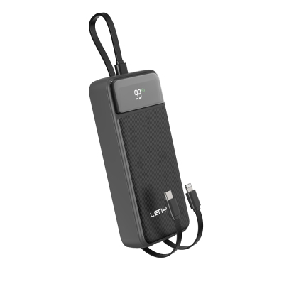 Lenyes PX255D Dijital LED Ekranlı Type-C ve Lightning Kablolu Powerbank 22.5W 20.000mAh - 4