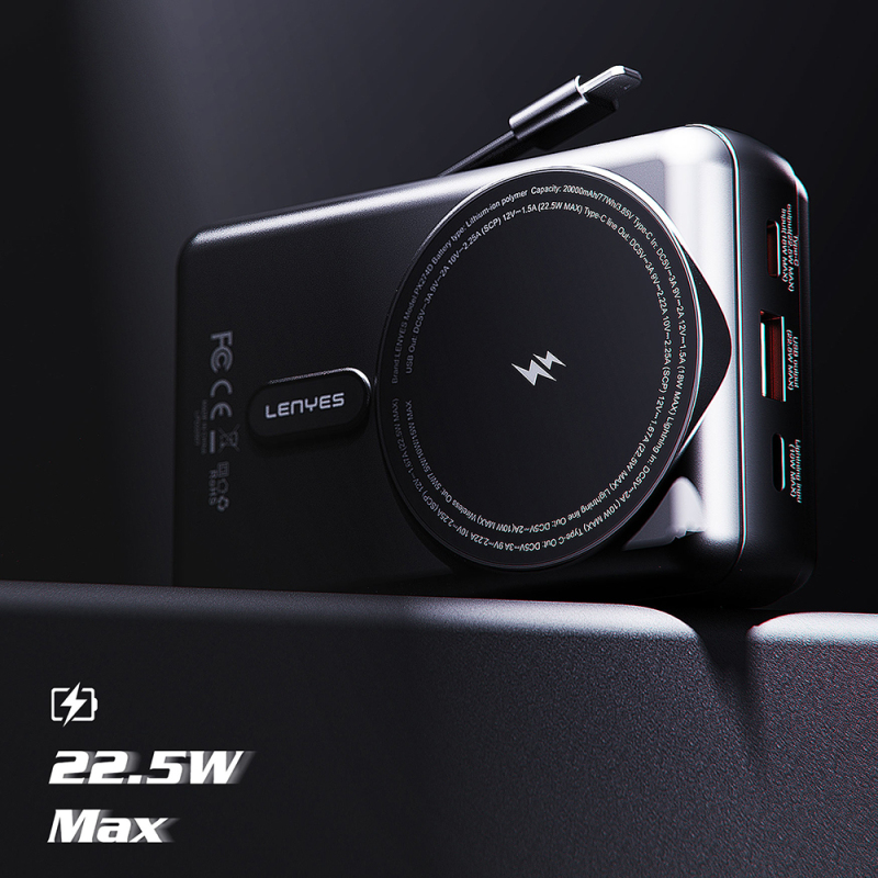 Lenyes PX274D PD 22.5W Wireless Powerbank with Stand and M-safe Charging Feature 15W 20000mAh - 8