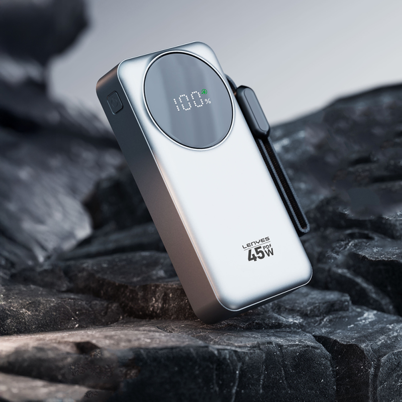 Lenyes PX279D Dijital LED Ekranlı Type-C ve Lightning Kablolu Powerbank 45W 20.000mAh - 2