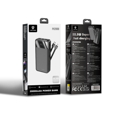 Lenyes PX280D Digital LED Display Powerbank Type-C and Lightning Cables 22.5W 20.000mAh - 4