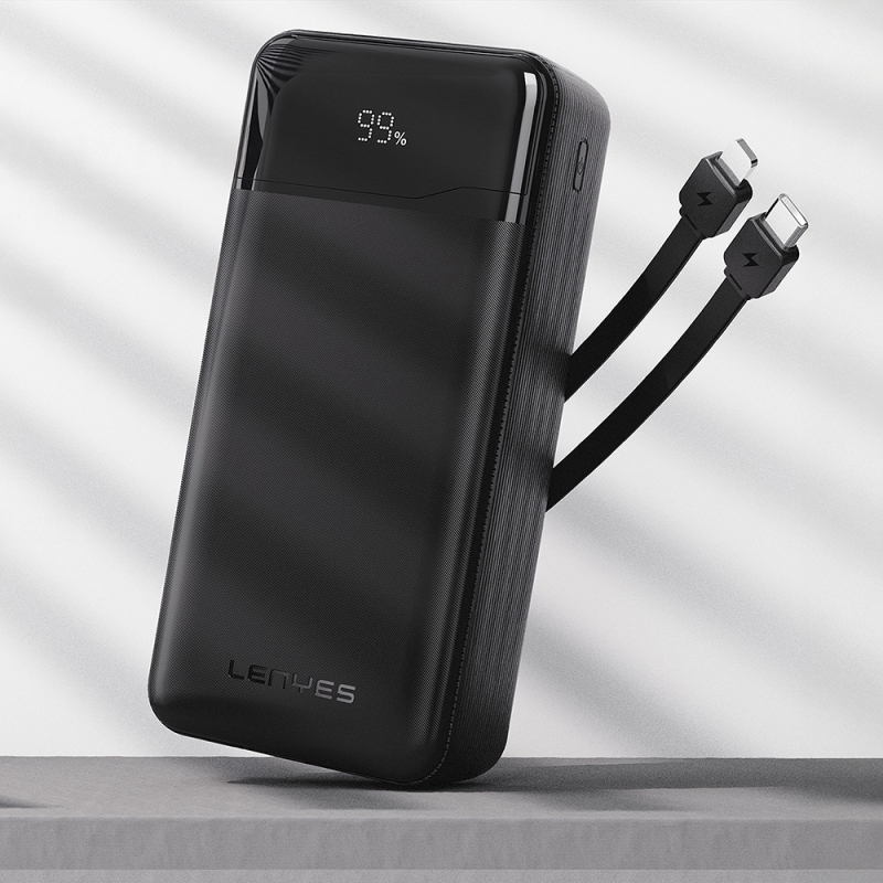 Lenyes PX280D Dijital LED Ekranlı Type-C ve Lightning Kablolu Powerbank 22.5W 20.000mAh - 3