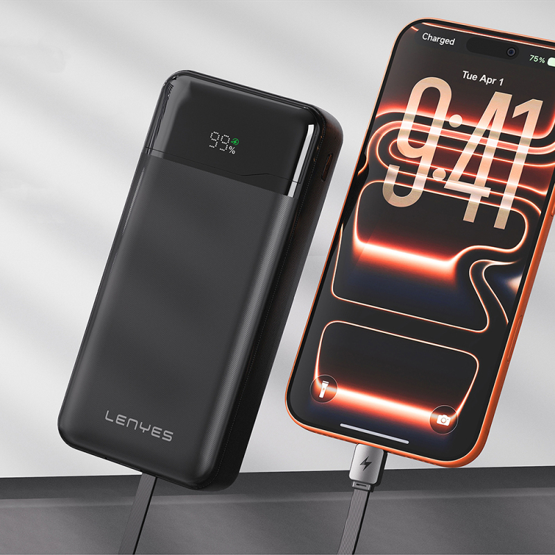 Lenyes PX280D Dijital LED Ekranlı Type-C ve Lightning Kablolu Powerbank 22.5W 20.000mAh - 2