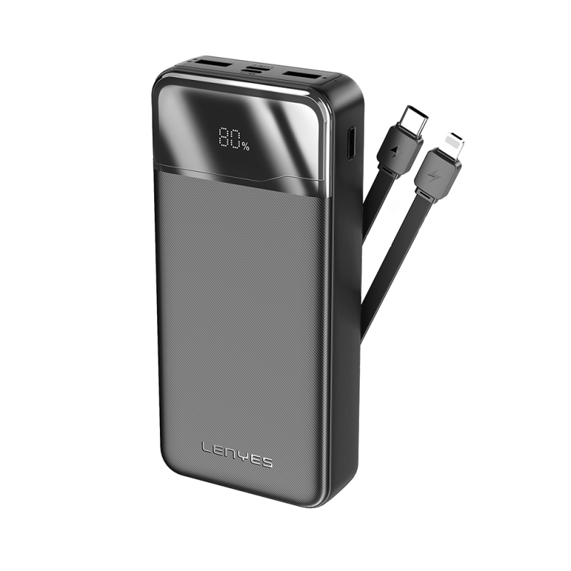 Lenyes PX280D Dijital LED Ekranlı Type-C ve Lightning Kablolu Powerbank 22.5W 20.000mAh - 1