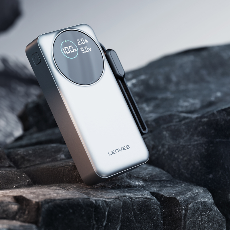 Lenyes PX3004D Digital LED Display Powerbank with Lightning Cable, 22.5W, 30,000mAh - 7