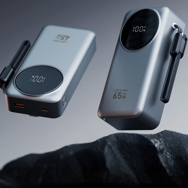 Lenyes PX379D Digital LED Display Powerbank Type-C and Lightning Cables 65W 30.000mAh - 3