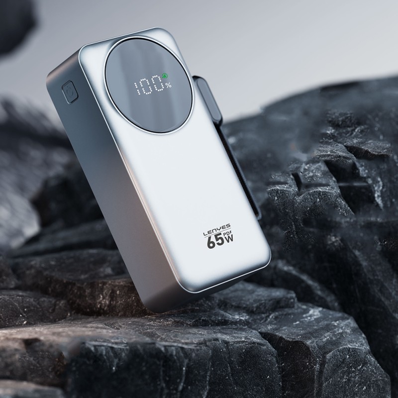 Lenyes PX379D Digital LED Display Powerbank Type-C and Lightning Cables 65W 30.000mAh - 2