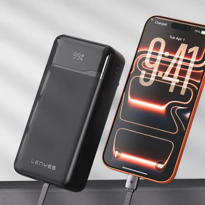 Lenyes PX380D Digital LED Display Powerbank with Type-C and Lightning Cables 22.5W 30.000mAh - 3