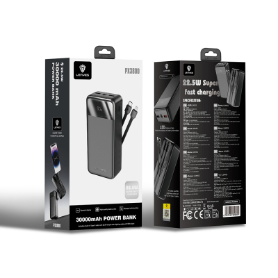 Lenyes PX380D Digital LED Display Powerbank with Type-C and Lightning Cables 22.5W 30.000mAh - 5