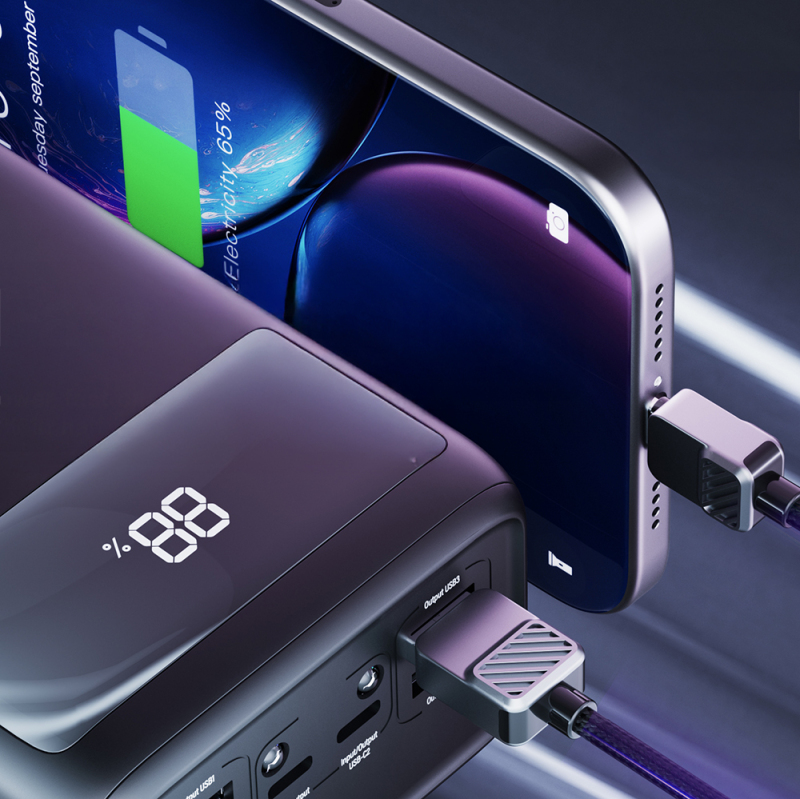 Lenyes PX591D Pro Portable Powerbank with Fast Charging, Digital LED Display, 65W, 50000mAh - 3