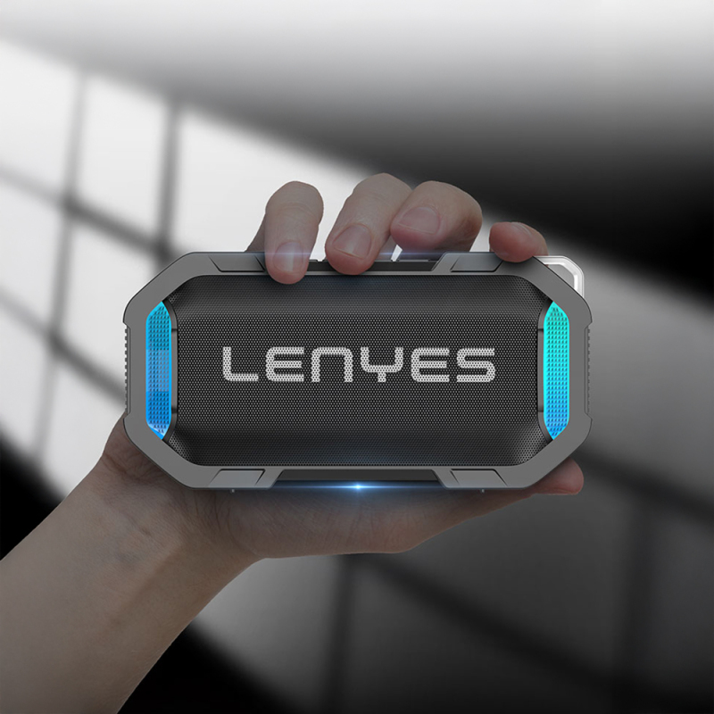 Lenyes S233 Ritme Duyarlı RGB Işıklı Taşınabilir Su Geçirmez TWS Bluetooth Hoparlör - 8