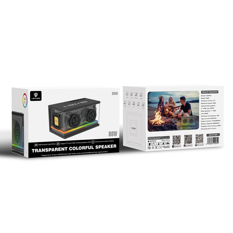 Lenyes S839 Portable TWS Bluetooth Speaker With RGB Light v5.2 - 13