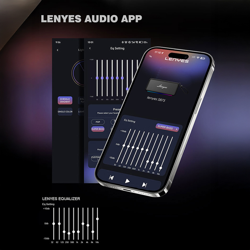 Lenyes S875 Elegance Serisi RGB Işıklı Taşınabilir Su Geçirmez TWS Bluetooth Hoparlör v5.3 40W - 10