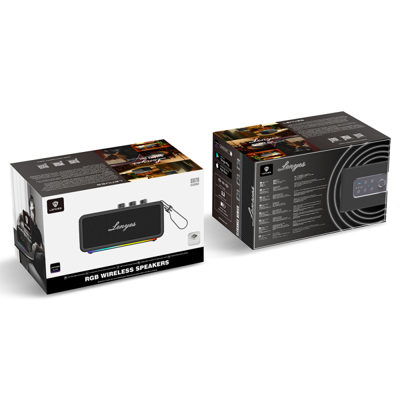 Lenyes S876 Supreme Serisi RGB Işıklı Taşınabilir Su Geçirmez TWS Bluetooth Hoparlör v5.3 45W - 17